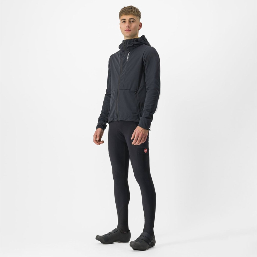 Geaca Barbati Castelli TRAIL HOODIE Negrii | 98XDZPVTM