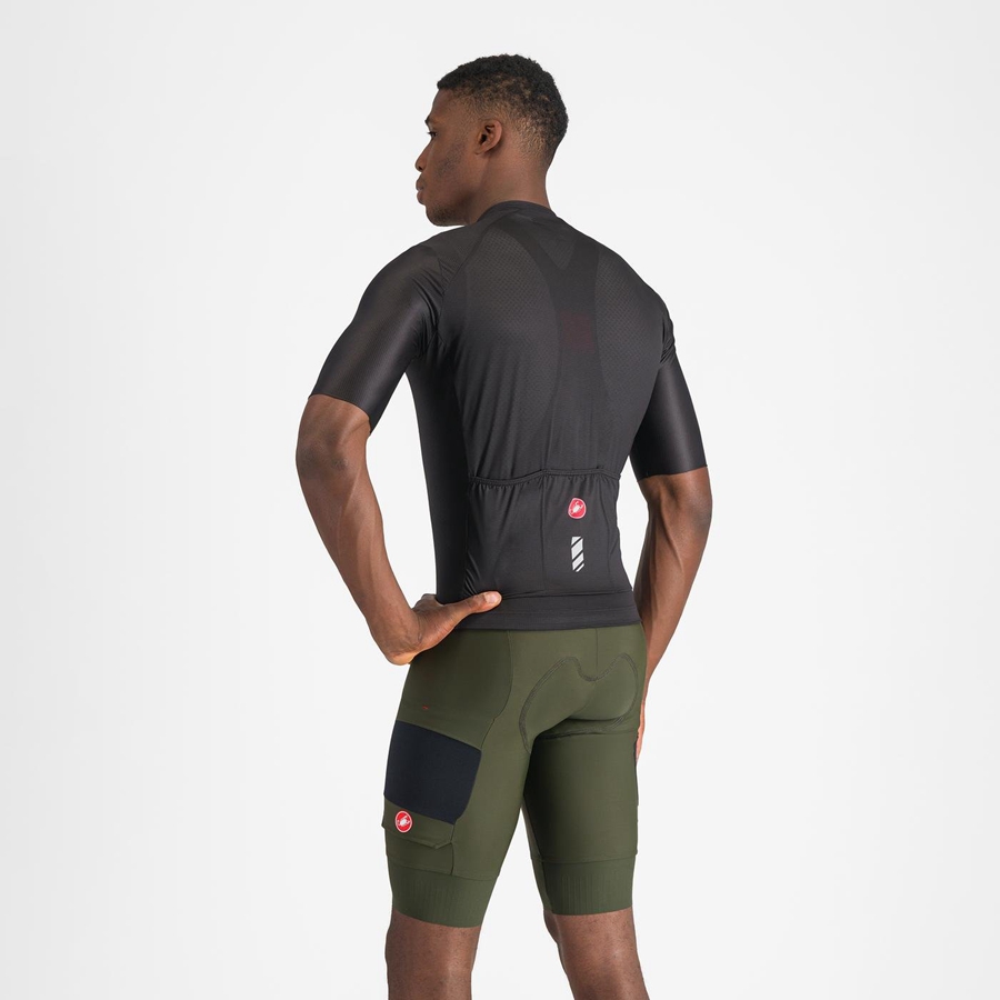 Pantaloni Scurți Cu Bavetă Barbati Castelli UNLIMITED CARGO Verzi Inchis | 26XDAIRLJ