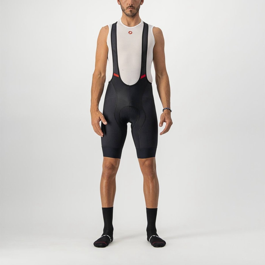 Pantaloni Scurți Cu Bavetă Barbati Castelli COMPETIZIONE Negrii | 87RCKQOME