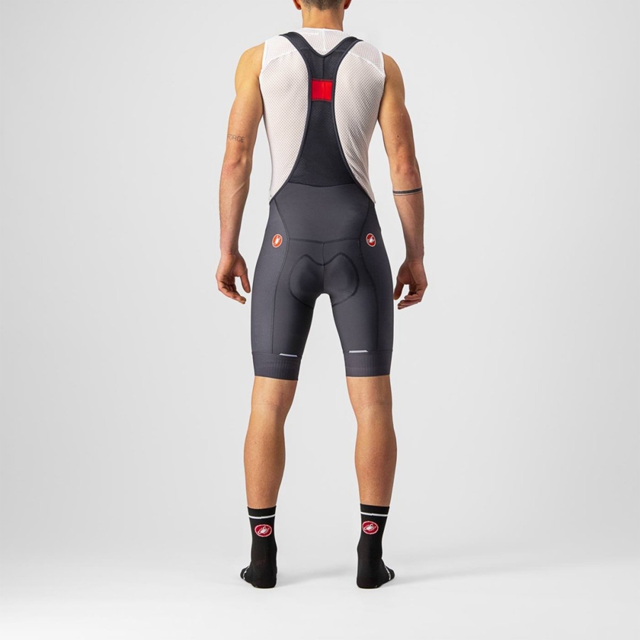 Pantaloni Scurți Cu Bavetă Barbati Castelli COMPETIZIONE Gri Inchis | 53KJRPTZD