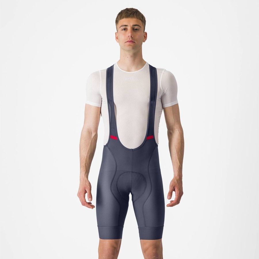 Pantaloni Scurți Cu Bavetă Barbati Castelli COMPETIZIONE Albastri | 71LUREAVD