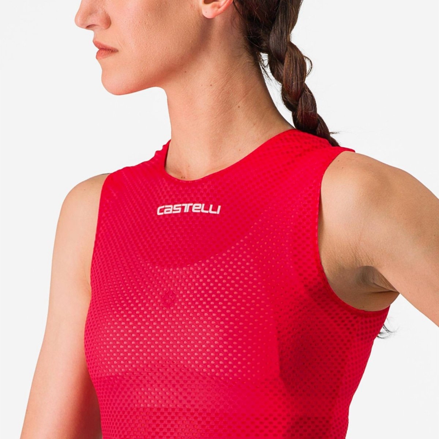 Strat De Baza Dama Castelli PRO MESH W SLEEVELESS Rosii | 18LTQDPXB