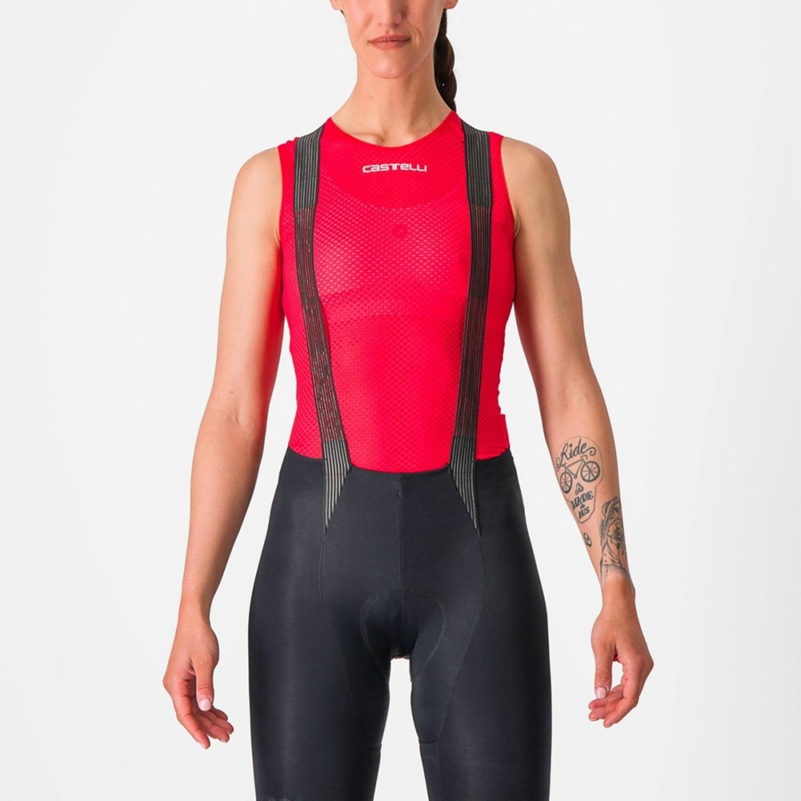 Strat De Baza Dama Castelli PRO MESH W SLEEVELESS Rosii | 18LTQDPXB