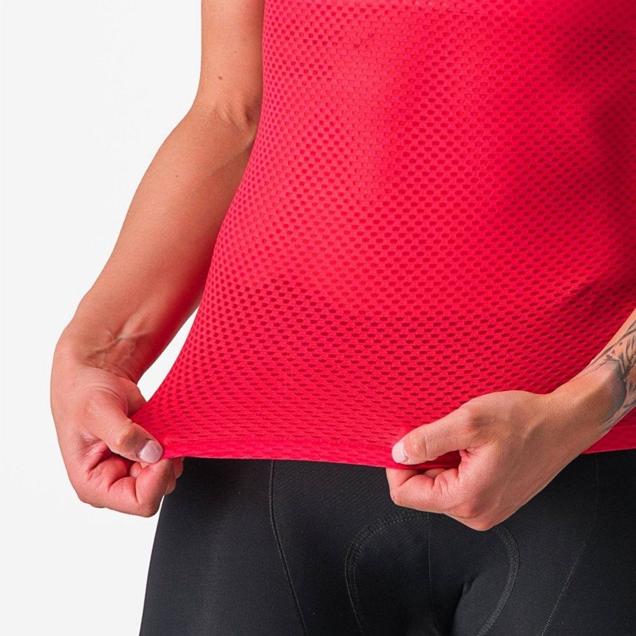 Strat De Baza Dama Castelli PRO MESH W SHORT SLEEVE Rosii | 15FGJRKYC